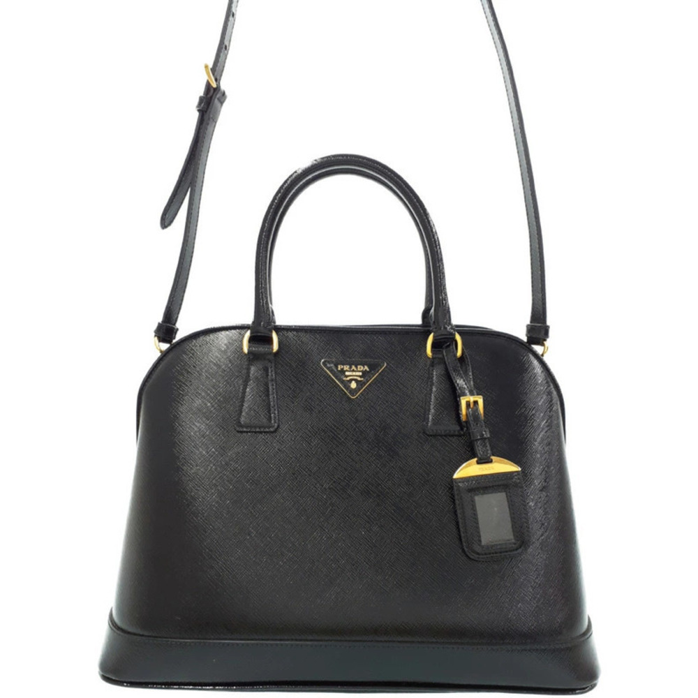 Prada Saffiano Lux Promenade 2way Shoulder Bag Black